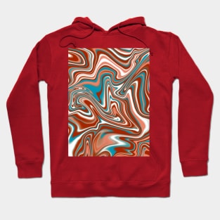 Brick and Blue Swirly Marbled Pattern, 1970s Vintage Hoodie